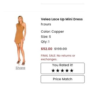h:ours Copper Lace Up Mini Dress